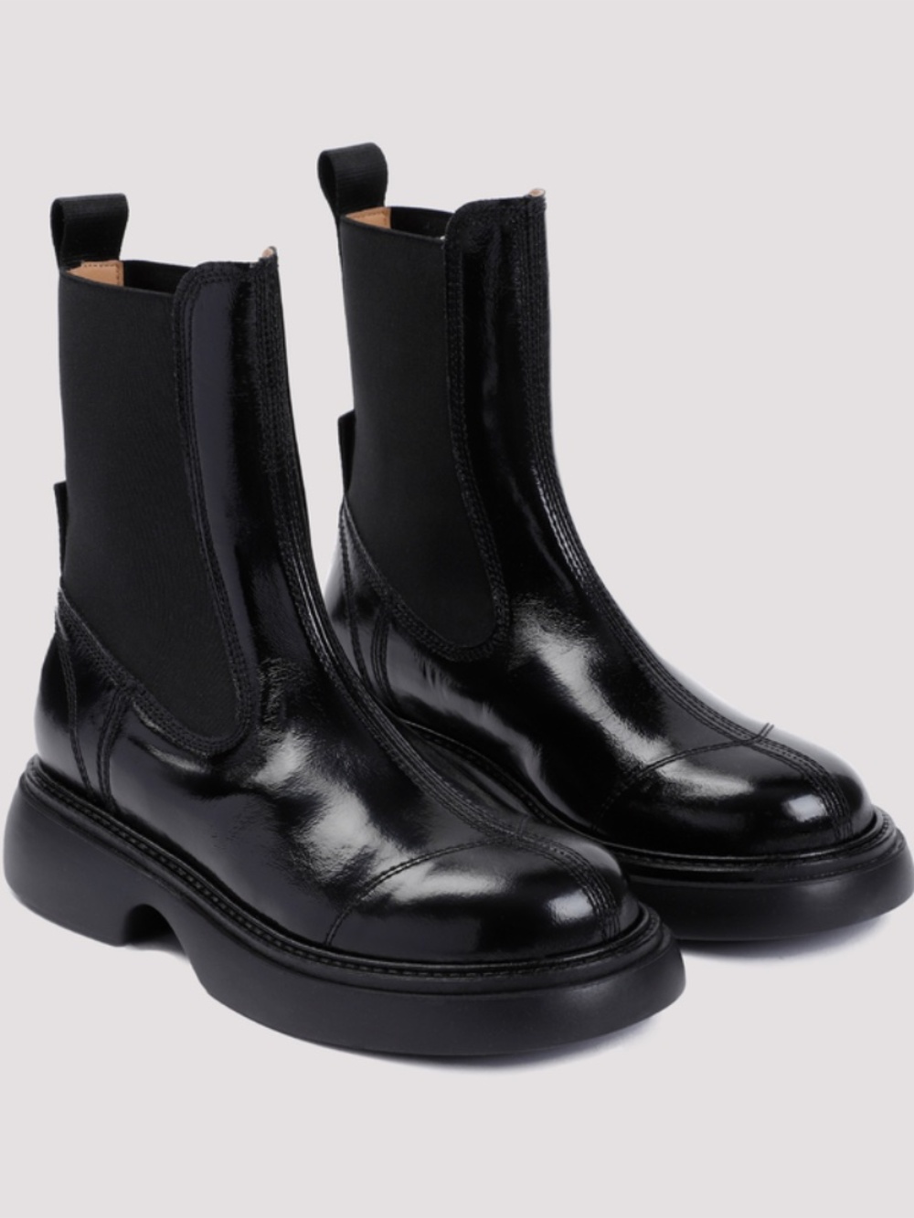 GANNI Everyday Mid Chelsea Boots Black Leather NWT EU 40